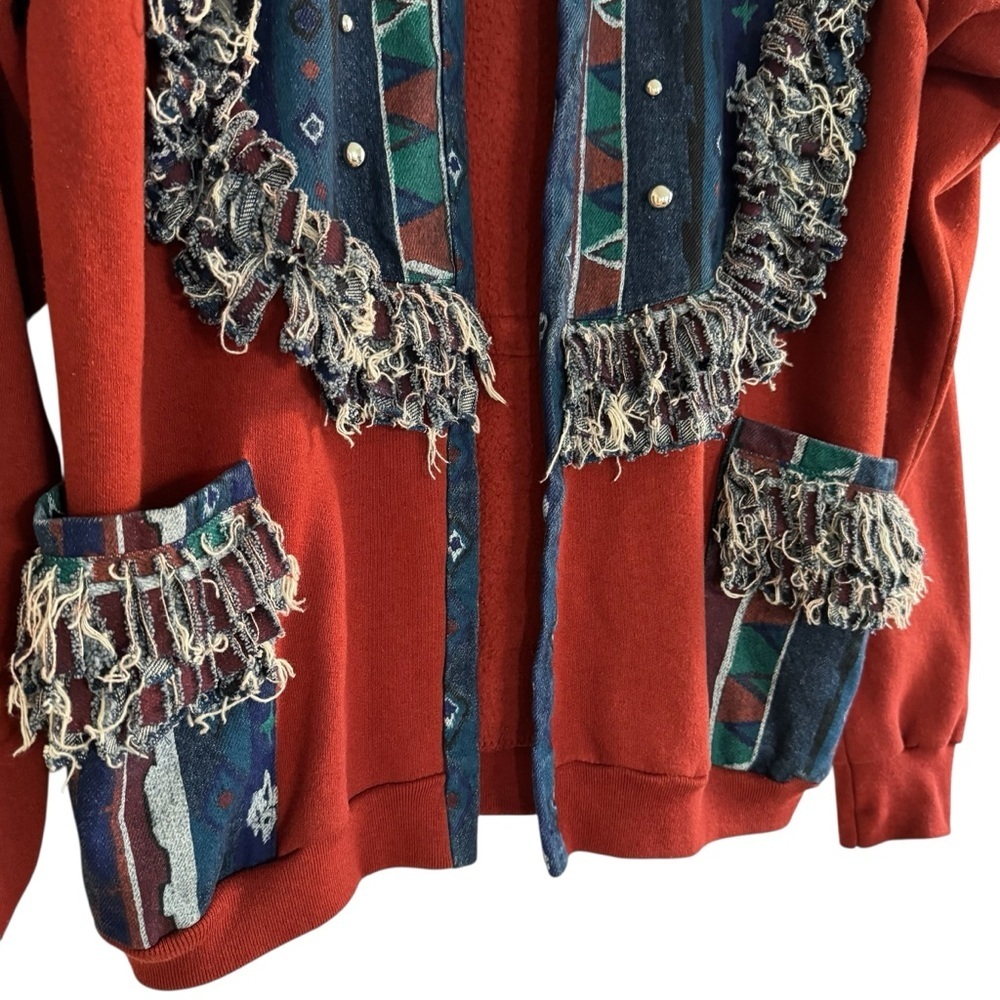 Vintage Sunbelt Sportswear Fringe Jacket Open Front Western Festival Rodeo USA L - Picture 5 of 11